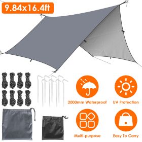 Waterproof Camping Tarp Kit Tent Canopy Rain Fly Awning Shelter for Outdoor Picnic Hammock Hiking Backpacking Travelling UV Protection (Option: 3X5m)