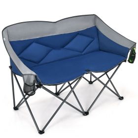 Folding Camping Chair with Bags and Padded Backrest (Option: Blue)