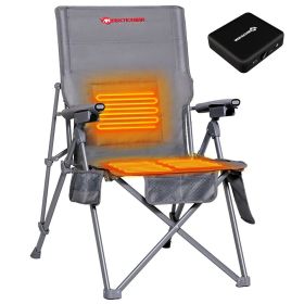 Antarctica Gear Heated Camping Chair With 12V 16000mAh Battery Pack, Heated Portable Chair, Perfect For Camping, Outdoor Sports, Hunting (Color: Grey)