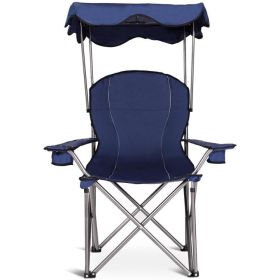 Portable Folding Beach Canopy Chair with Cup Holders (Color: Blue)